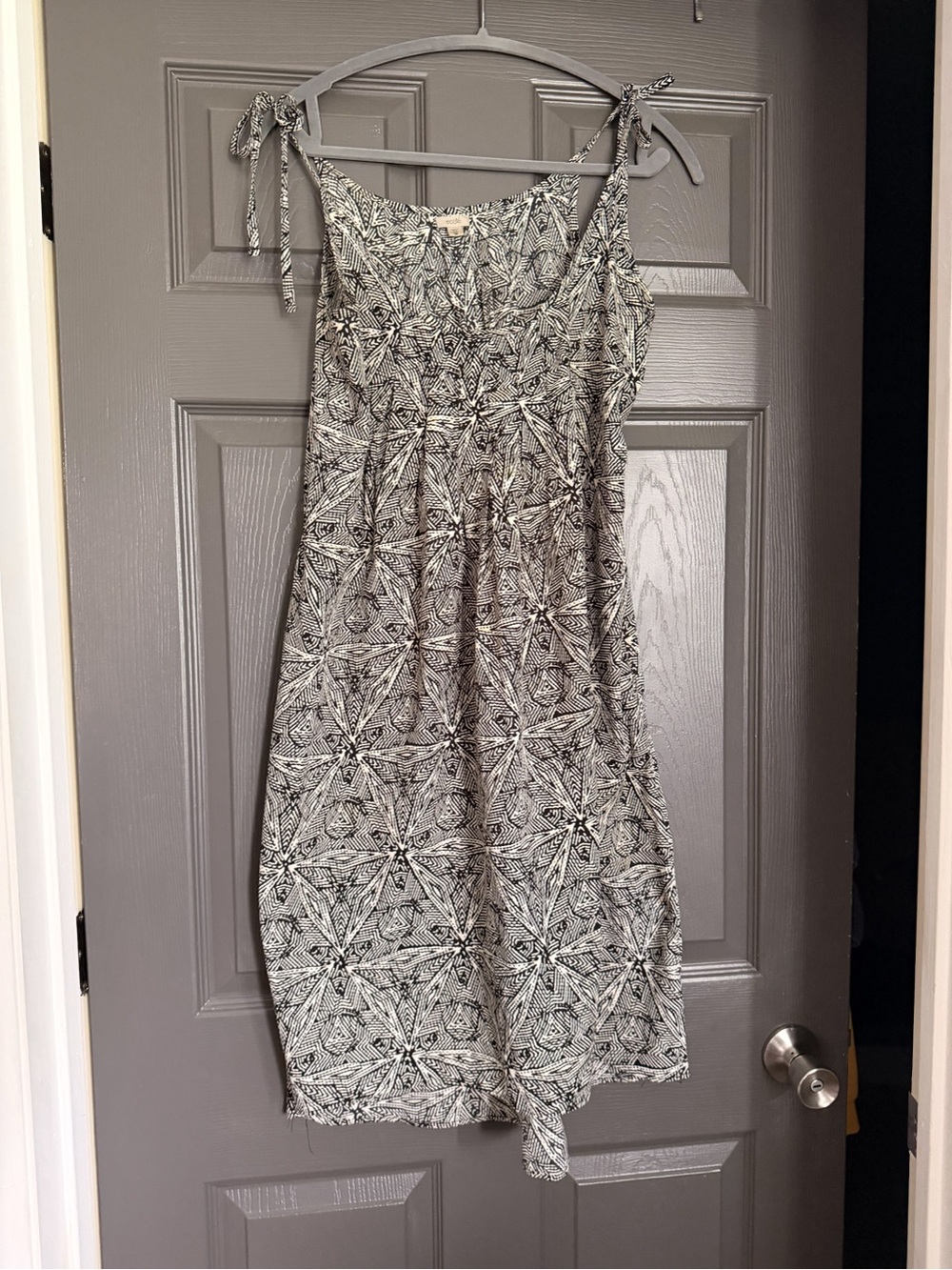 Ecote Black & White Printed Tie-Shoulder Mini Dress